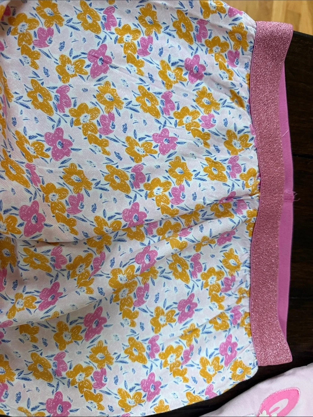 Girls Pink Floral & Puppy Print Pajama Set